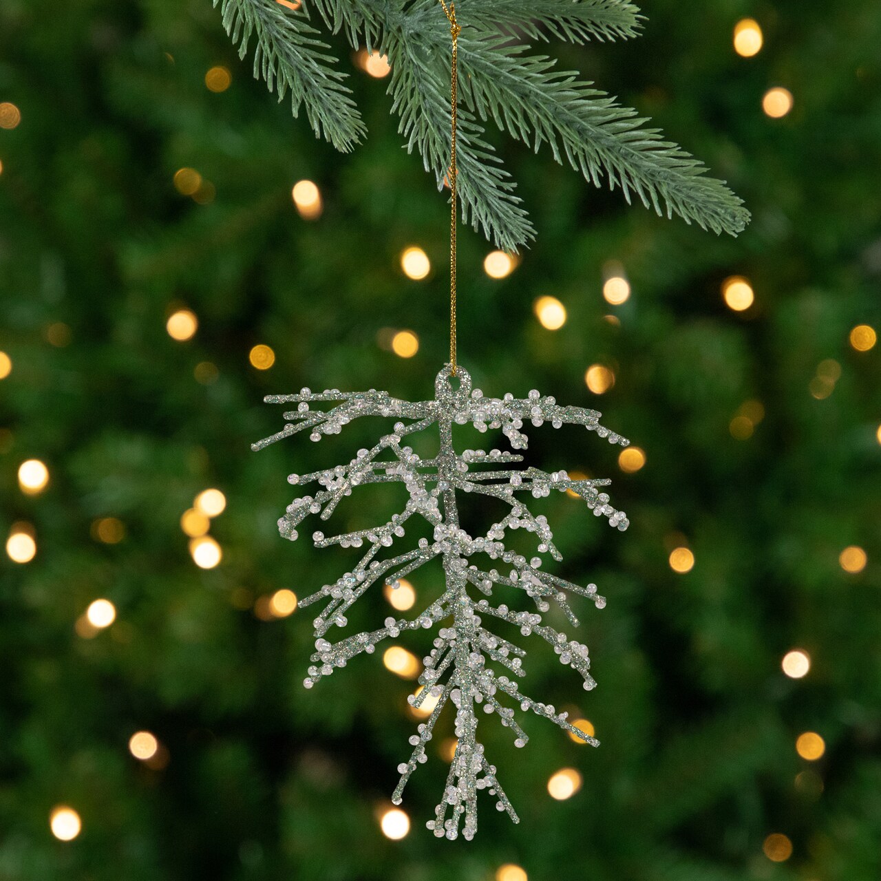 Northlight 3-D Glittered Wire Pine Cone Christmas Ornament - 4.75" - Green